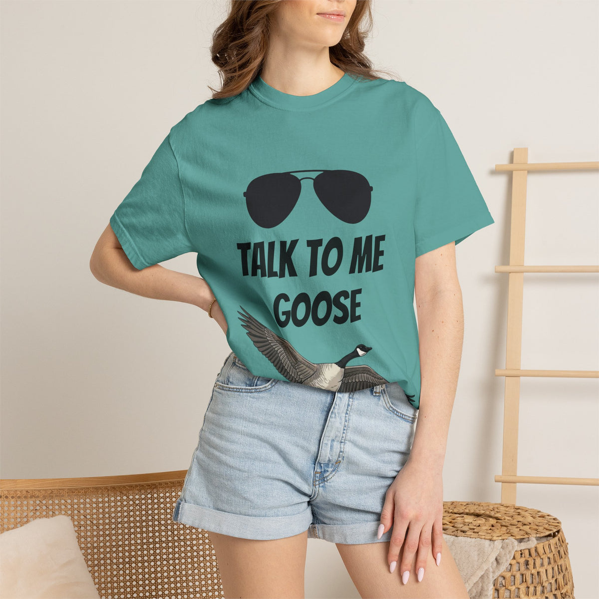 Talk To Me Goose T-Shirt — Vintage Aviator Sunglasses & Flying Goose Graphic